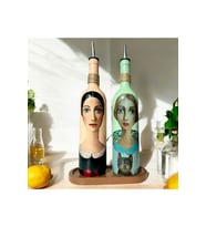 Kadın Desenli 750 ml Zeytinyağı Sıvıyağ Şişesi Yağdanlık Yağlık Sirkelik Sosluk 2'li Set (Çok Renkli)