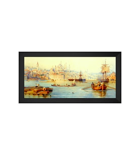 Manzara Temalı Kanvas Tablo 80 x 110 cm Siyah Çerçeve
