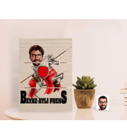 BK Gift Kişiye Özel Beyaz Atlı Prens Karikatürlü Otantik Masaüstü Ahşap Palet Çerçeve-2