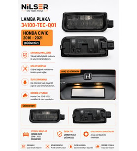 Honda Civic Plaka Lamba Düğmesiz  2016-2021 FC5