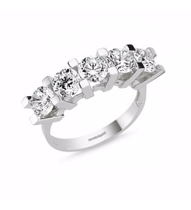 Altın 5 Taş Yüzük SWAROVSKİ Taşlı (Çok Renkli)