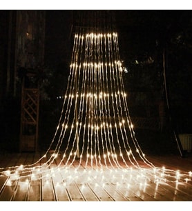 3 Metre Fişli Akar Led Perde Işık, Yılbaşı Dış Mekan Süslemeleri, Noel Işıkları Perde Işıkları (Sarı)