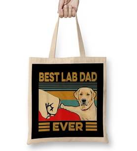 Retro Labrador Dad Gift Dog Daddy Golden Black Lab Father 02 Bez Çanta Uzun Saplı