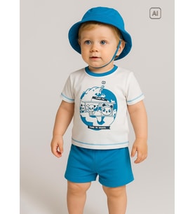 Organik Save Your Planet 3'lü Takım Beyaz Saks Mavi