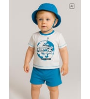 Organik Save Your Planet 3'lü Takım Beyaz Saks Mavi
