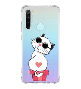Xiaomi Redmi Note 8 Köşe Korumalı Antişok Kapak Coolcat Tasarımlı Şeffaf Silikon Kılıf