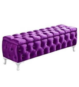 Lüks Sandıklı Chester Puf Bench Ayakucu Koltuk 110 Cm (Mor)