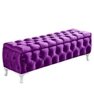 Lüks Sandıklı Chester Puf Bench Ayakucu Koltuk 110 Cm (Mor)