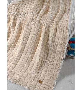 Kanz Light Dolgulu Müslin Çift Kat Bebek Yorganı 115x125 cm - Bej