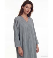 LCW Modest Mavi V Yaka Çizgili Modal Karışımlı Kaftan Elbise