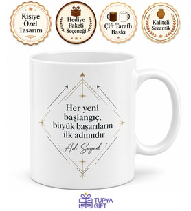 Yeni İş Hediyesi Kariyerinde Başarılar Yazılı Seramik Kupa Bardak Hediyelik