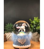 Tüylü Unicorn At Temalı  Işıklı Müzikli Kar Püskürtmeli Büyük Boy Pilli Kar Küresi