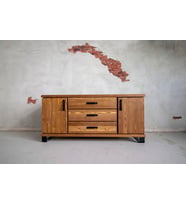 Deryawood Doğal Ahşap Modern Konsol-3 Çekmece-2 Kapak 120*45*90 Cm  Açık ceviz 11