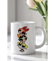 Powerpuff Girls Tasarımlı 330ml Baskılı Beyaz Seramik Kupa Bardak