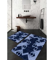Dijital Baskılı Kaymaz Taban Yıkanabilir 2'li Klozet Takımı Banyo Paspası NDKZ-SD-1016 (Mavi)