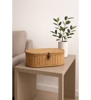 Hasır Rattan Kapaklı Saklama Kutusu Organizer Çok Amaçlı 10*27cm
