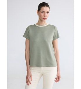 LCW EVERYDAY Yeşil Bisiklet Yaka Soft Touch Kadın Tişört