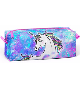 Coral High Tek Gözlü Mavi Unicorn Desenli Kalem Çantası - Kız