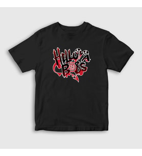 Presmono Unisex Çocuk Siyah Logo Helluva Boss Hazbin Hotel T-Shirt 454097tt