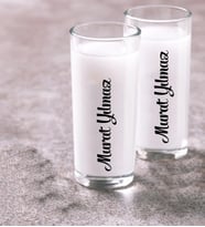 Kişiye Özel İsim Yazılı Yatık El Yazılı İkili Rakı Bardağı Kadehi