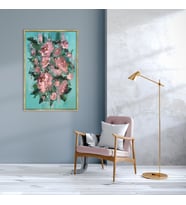 Abstract Pink Flower - Yağlı Boya Dokulu Tablo