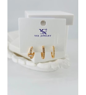 Zirkon Taşlı Üçlü Kombin Küpe - Kp00090