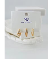Zirkon Taşlı Üçlü Kombin Küpe - Kp00090