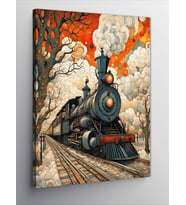 Kanvas Tablo Lokomotif Buharlı Tren