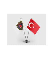 Deniz Kuvvetleri Bayrağı ve Türk Bayrağı İkili Saten Masa Bayrağı Takımı