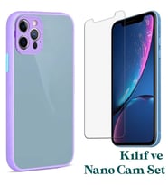 Apple iPhone 11 Pro Max Uyumlu Montreal Kılıf Ve Nano Cam Ekran Koruyucu Set (Lila)