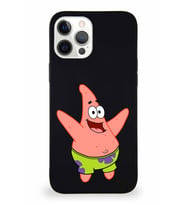Apple iPhone 12 Pro Max Soft Premier Kapak Patrick Yıldız Tasarımlı Silikon Kılıf - Siyah (Şeffaf)