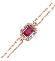 Rose Gümüş Ruby Kırmızısı Bagetli Bileklik