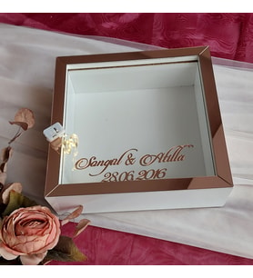 25x25 Cm Beyaz-Rose Derin Anı Çerçevesi-6 Cm Derinlikli Anı Çerçevesi! İsimli-Ledli! Hkm Ticaret