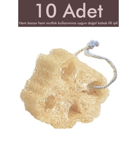 10 Adet Kabak Lifi Doğal Bulaşık Süngeri Banyo Kesesi Loofah Sponge İpli Kabak Kesesi Kalın Büyük