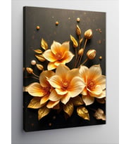 Kanvas Tablo Altın Çiçekler