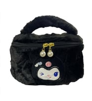 Sanrio Kuromi Peluş Kozmetik Bakım Makyaj Çantası Siyah