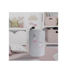 MEKTA HOME BEBEK VE ÇOCUK ODASI Tavşanlı Balerin Kız Desenli Oyuncak Sepeti