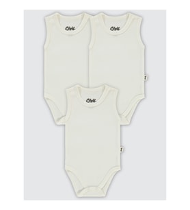 Civil Baby Bebek 3'lü Çıtçıtlı Badi 0-1 Ay Beyaz