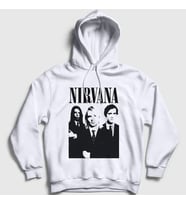 Presmono Unisex Beyaz Band Nirvana Kapüşonlu Sweatshirt 98987tt