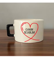 Canım Sevgilim Baskılı Siyah Kulplu C Fincan