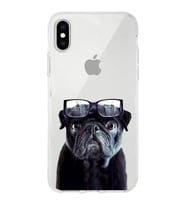 PrintiFy Apple  iPhone X ile Uyumlu 1mm Slim Fit Köpek 3 050f Baskılı Şeffaf  Kılıf