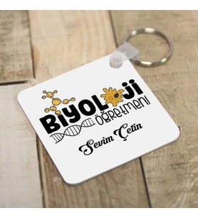 Kişiye Özel Biyoloji Öğretmenlerine Hediye Kare Anahtarlık