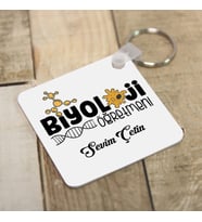 Kişiye Özel Biyoloji Öğretmenlerine Hediye Kare Anahtarlık