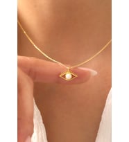 925 Ayar Gümüş Opal Taşlı Nazar Gözü Kolye - 925 Ayar Gümüş Kolye