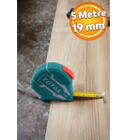 Metal Metre 5 m x 19 mm Şerit Metre Sarı Renk Düğmeli Ölçüm Ölçme