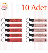 Nar Çiçeği & Yavru Ağzı, 10’lu Set, Tarih ve İsimli Deri Anahtarlık, Aile Tatillerine Küçük Armağan