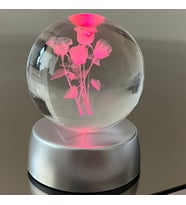 Gül Buketi Tasarımlı 3D Cam Küre 6cm (Pembe)