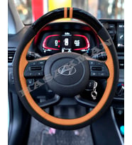 Hyundai Bayon Dikme Direksiyon Kılıfı Parlak Siyah Taba Detaylı Taba Çift Yüzük ve Dikiş 2021-2026