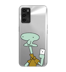 Oppo A16 / A55 Uyumlu Squidward Selfie Tasarımlı Şeffaf Telefon Kılıfı