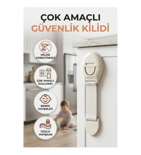 Yapışkanlı Çok Amaçlı Bebek ve Çocuk Güvenlik Dolap Kilidi – Delme Gerektirmez